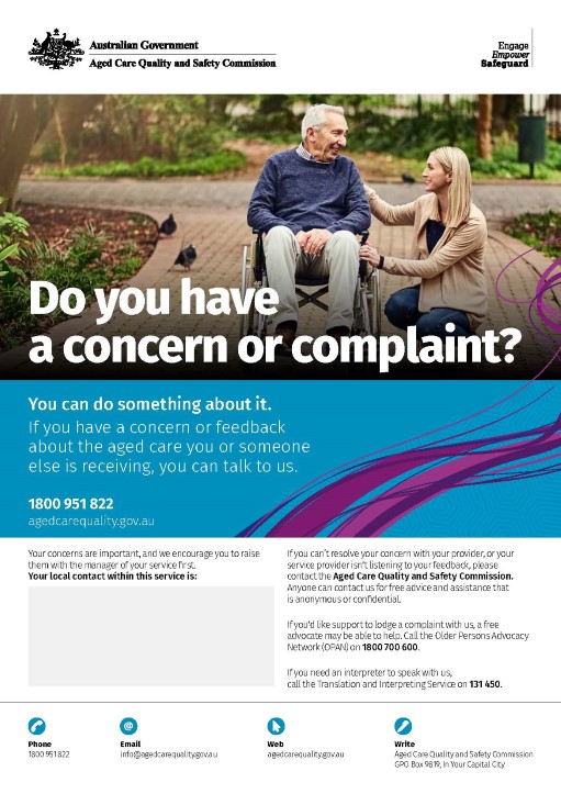 Feedback Aged Care Quality and Safety Commission